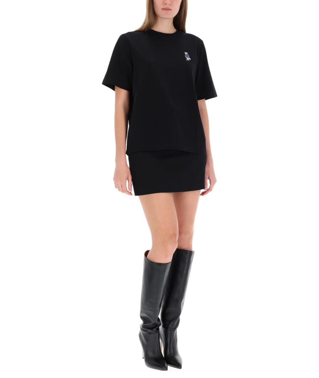 MAISON KITSUNE Черная хлопковая футболка, фото 2