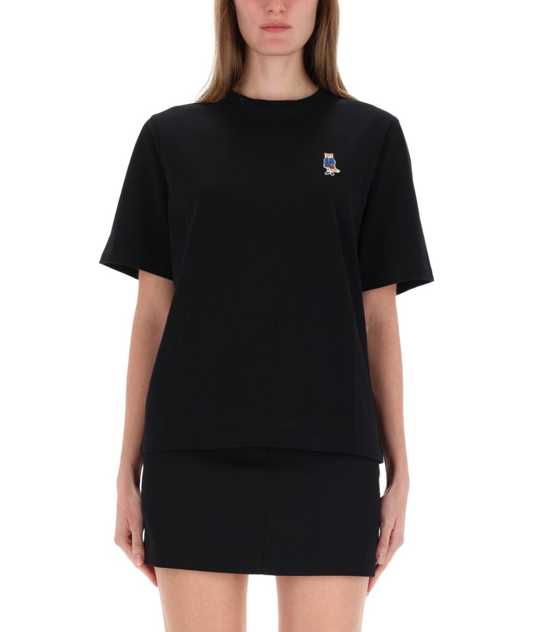 MAISON KITSUNE Черная хлопковая футболка, фото 5