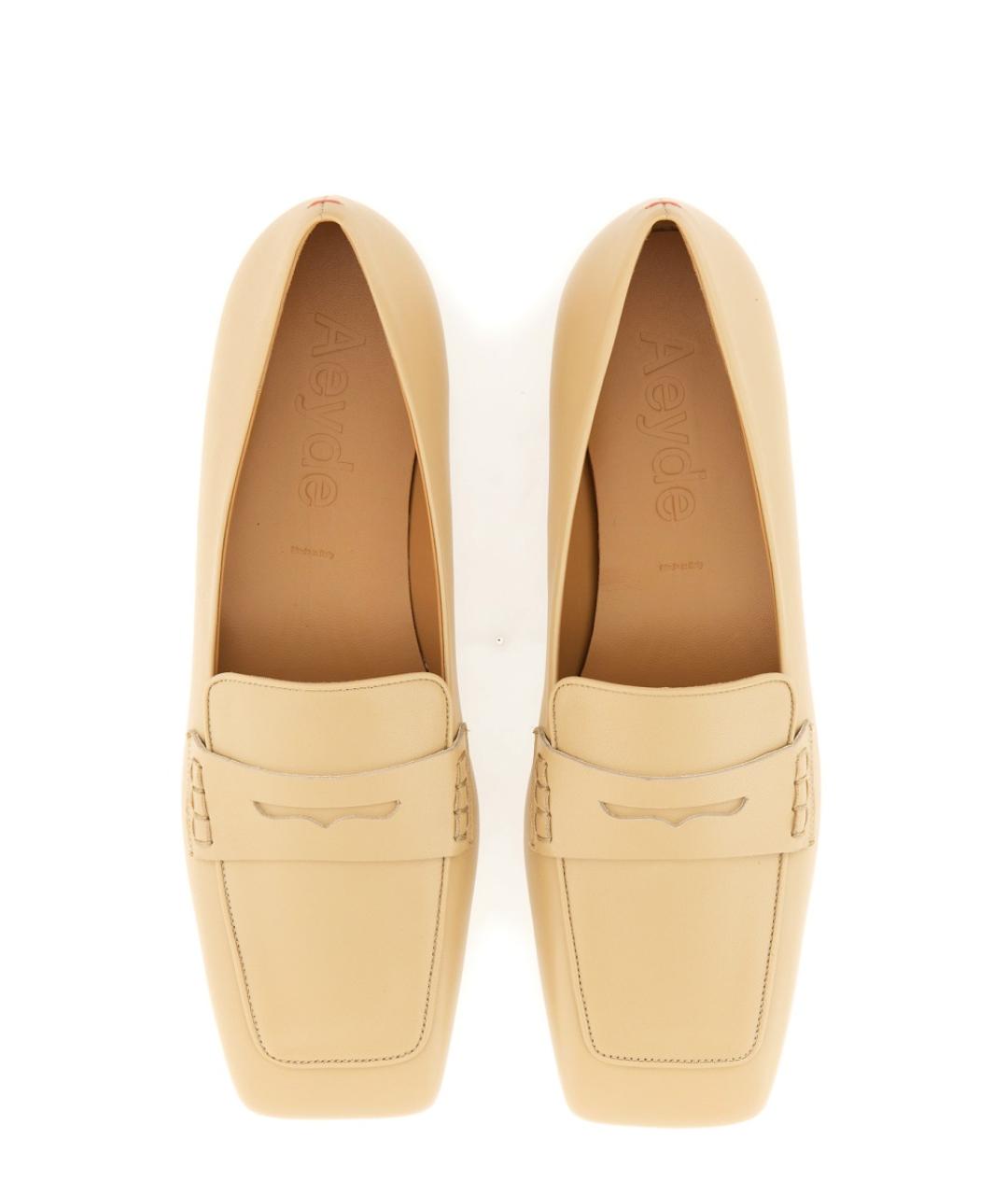 AEYDE Бежевые кожаные мокасины, фото 2