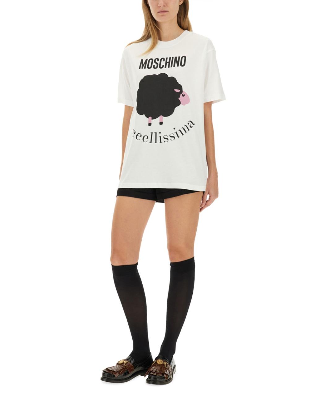 MOSCHINO Белая хлопковая футболка, фото 2