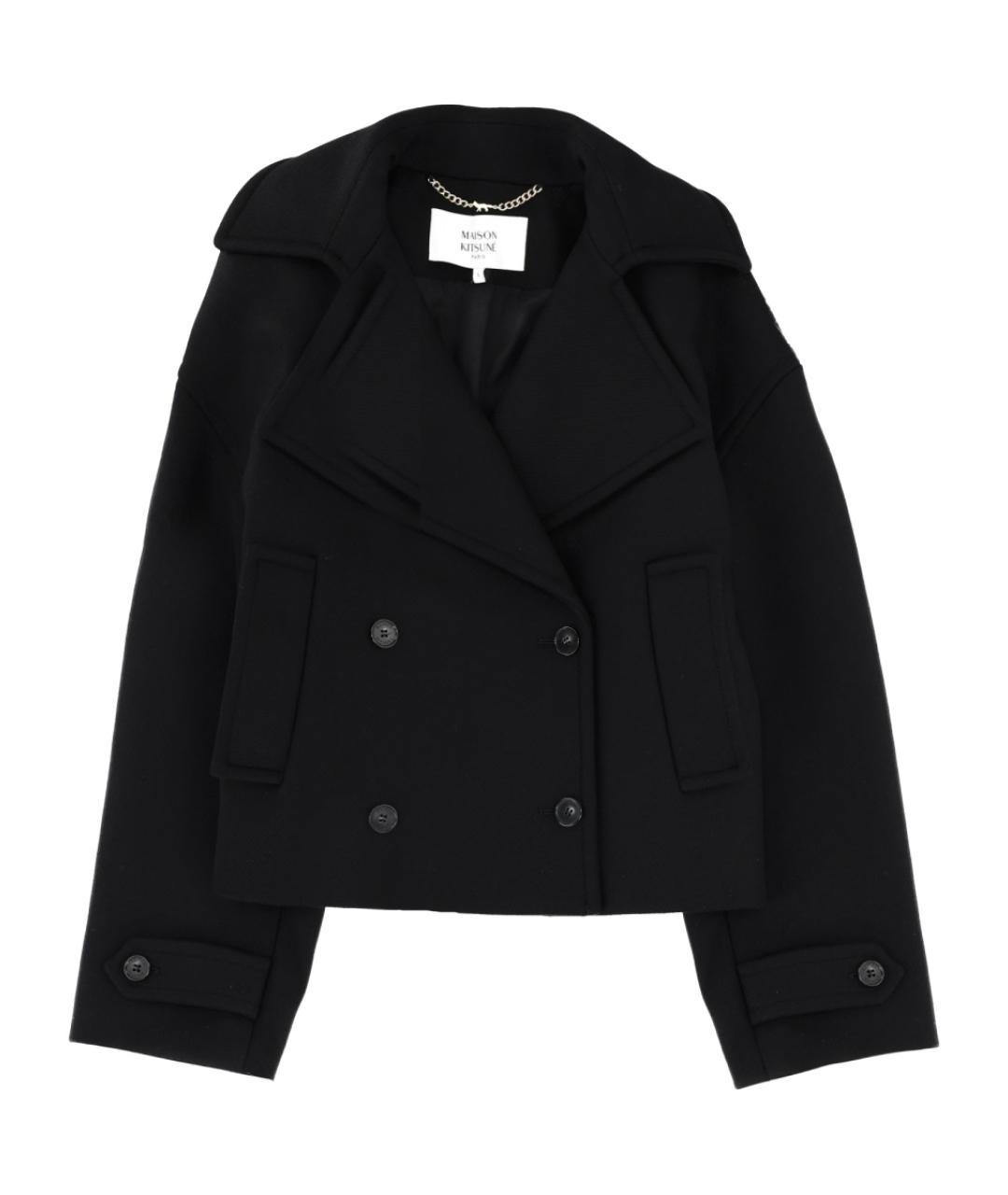 MAISON KITSUNE Черное шерстяное пальто, фото 1