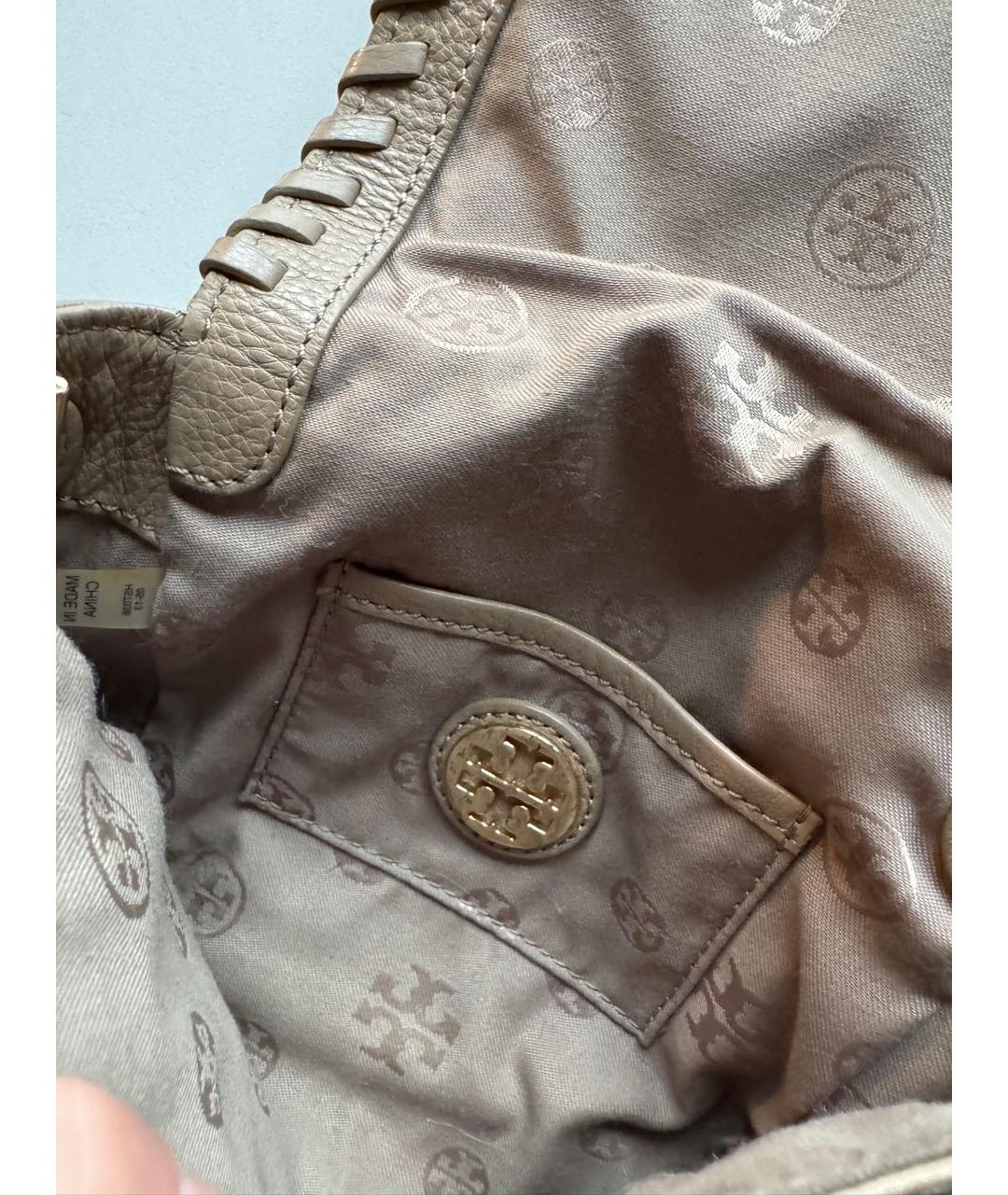 TORY BURCH Бежевая кожаная сумка через плечо, фото 4