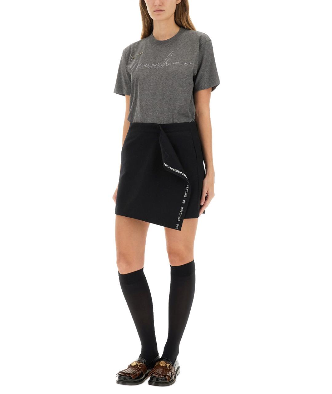 MOSCHINO Серая хлопковая футболка, фото 3