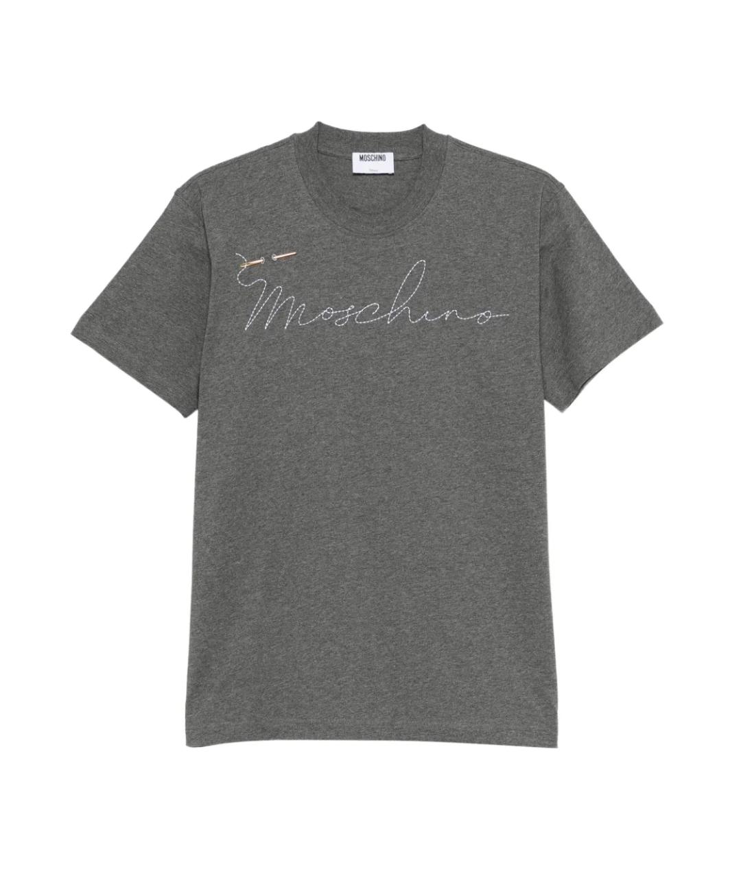 MOSCHINO Серая хлопковая футболка, фото 1