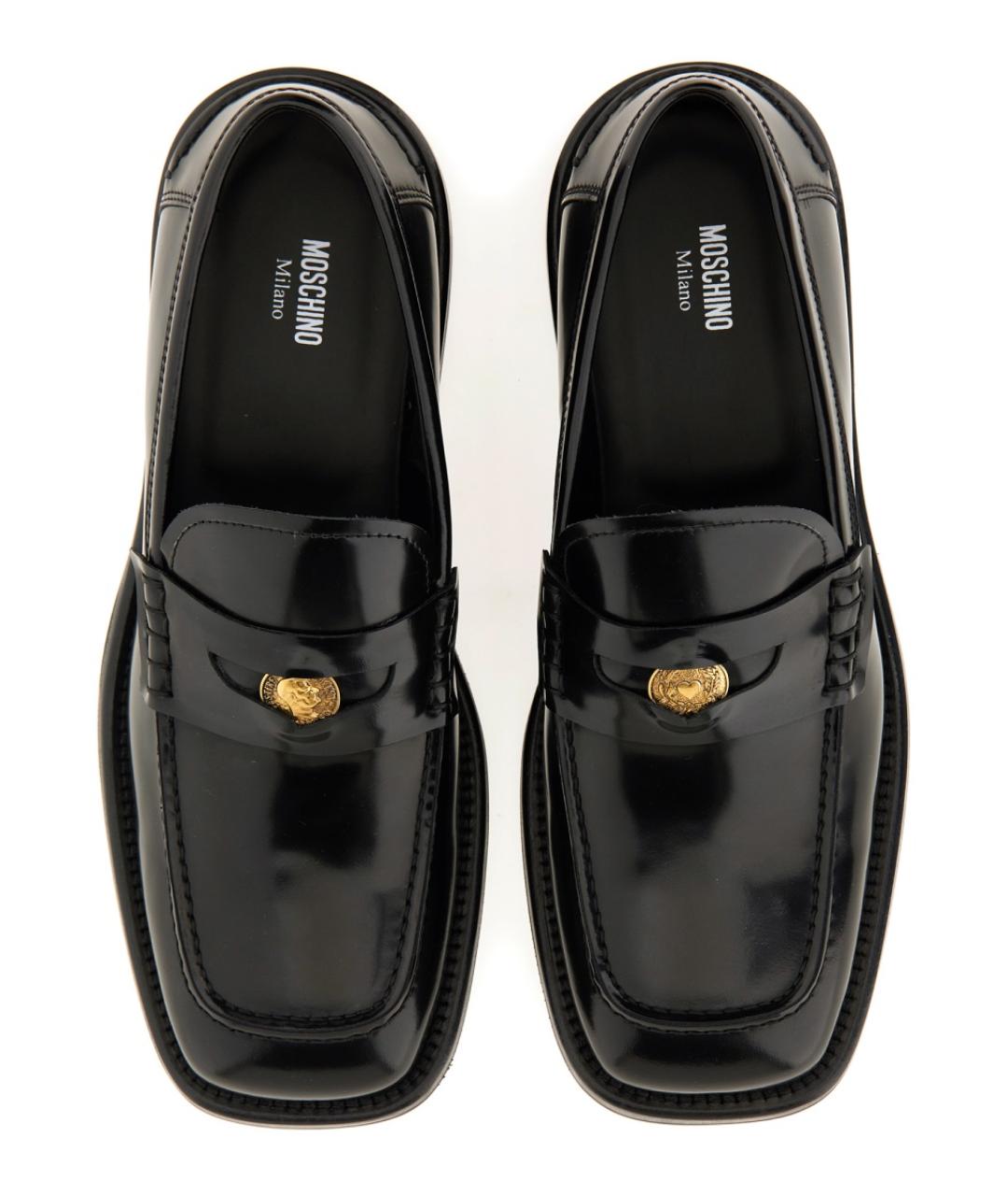 MOSCHINO Черные кожаные лоферы, фото 6