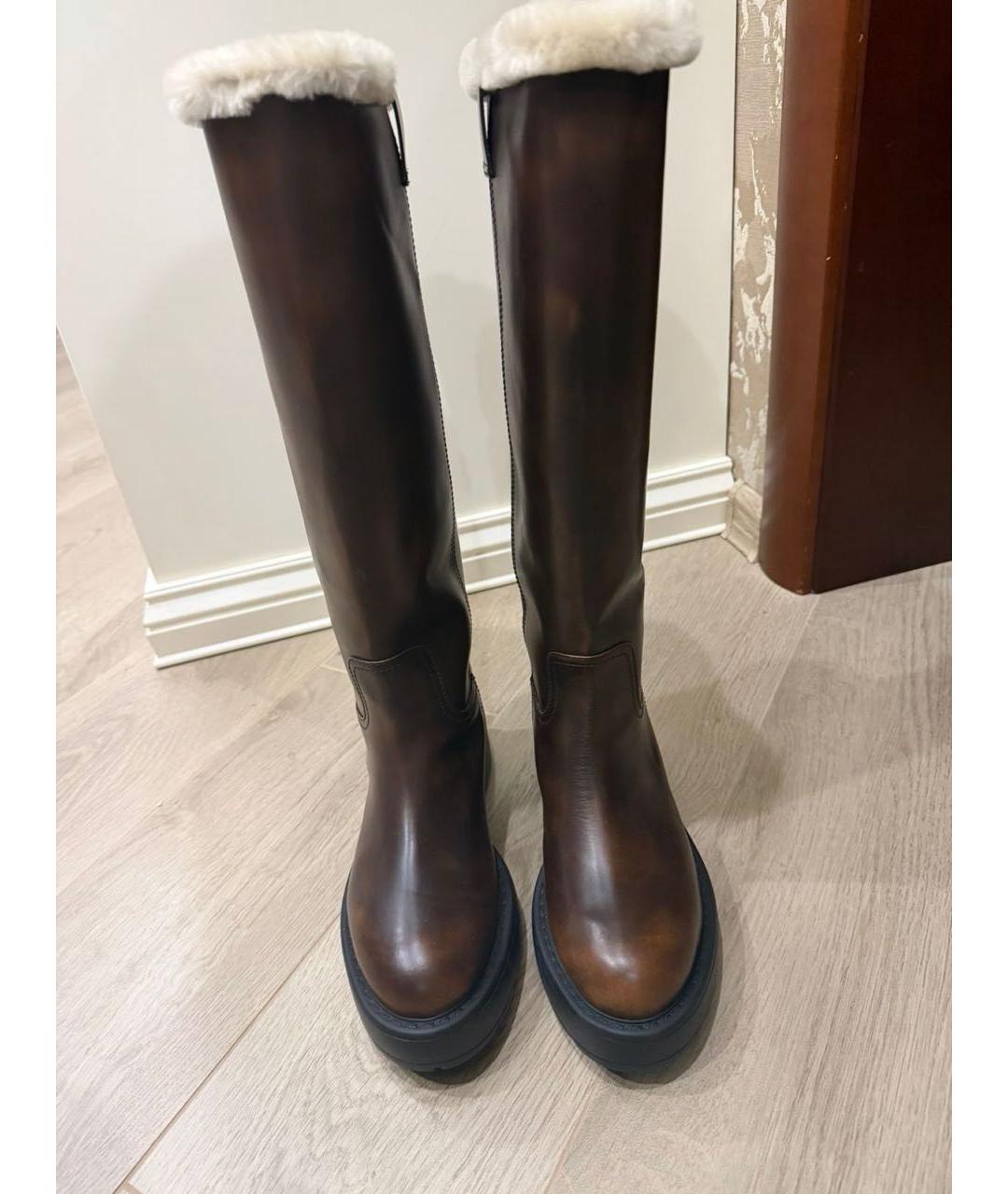 MIU MIU Коричневые кожаные сапоги, фото 2