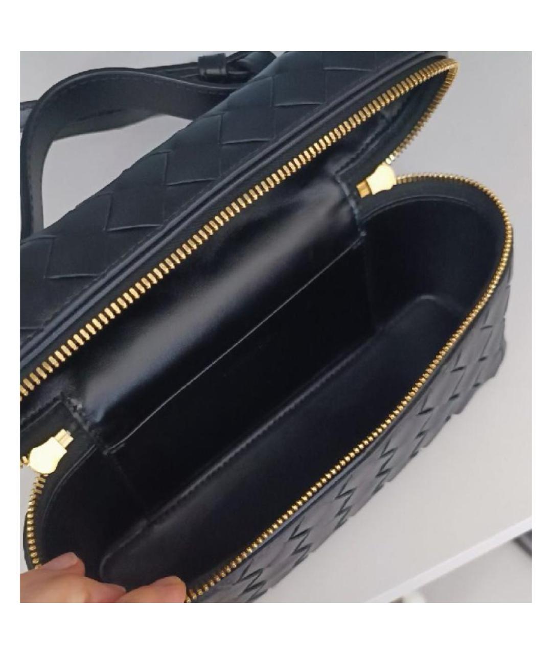 BOTTEGA VENETA Черная кожаная сумка через плечо, фото 4