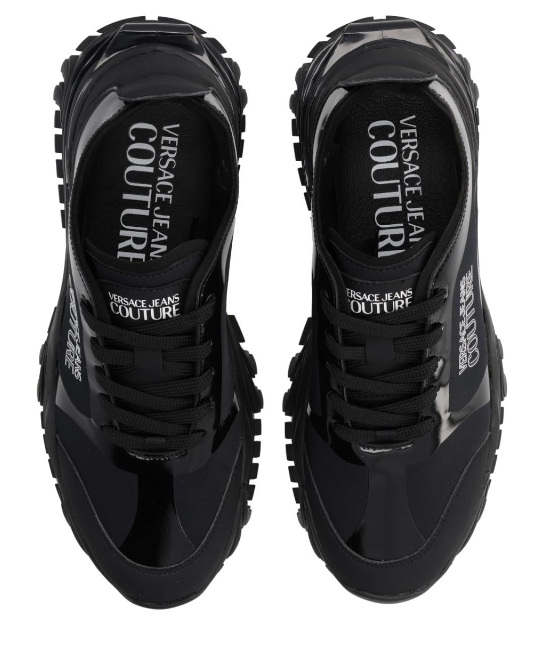 VERSACE JEANS COUTURE Черные кожаные низкие кроссовки / кеды, фото 5