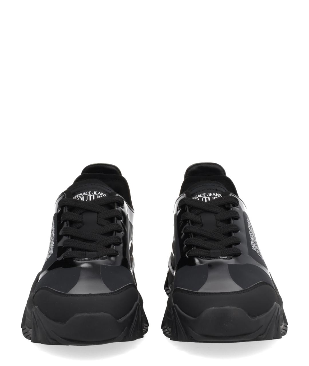 VERSACE JEANS COUTURE Черные кожаные низкие кроссовки / кеды, фото 3