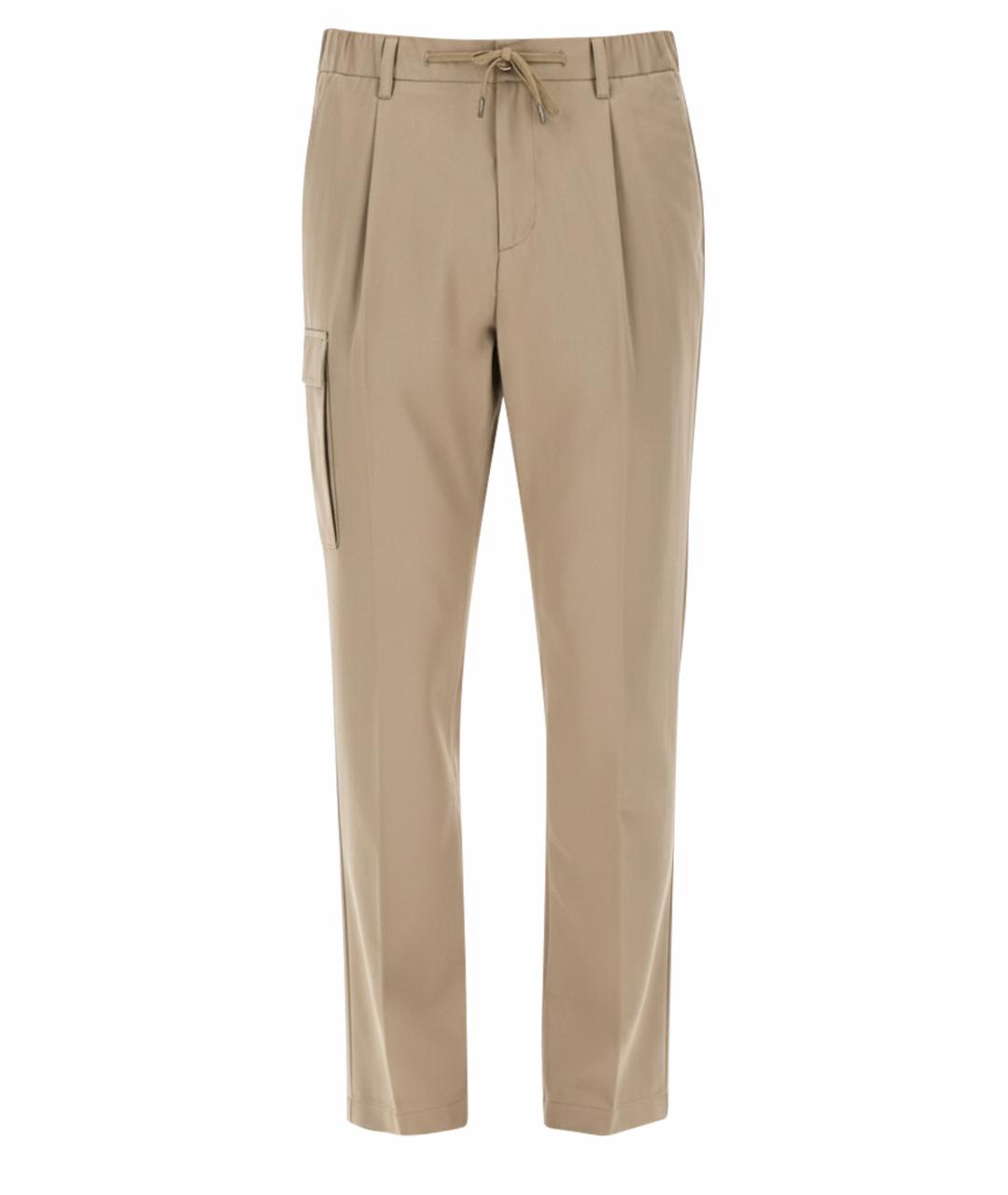 HERNO Бежевые хлопковые повседневные брюки, фото 1