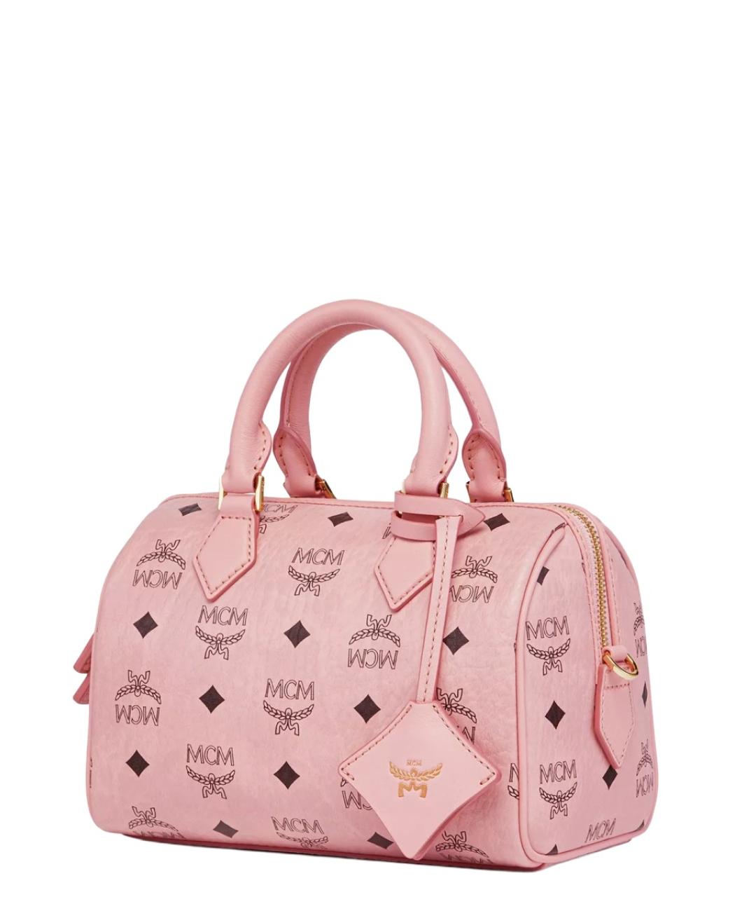 MCM Розовая синтетическая сумка с короткими ручками, фото 3