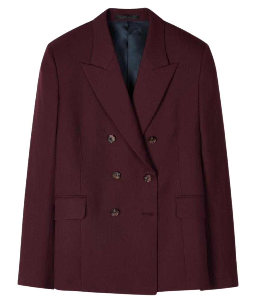 PAUL SMITH Бордовый шерстяной жакет/пиджак, фото 1