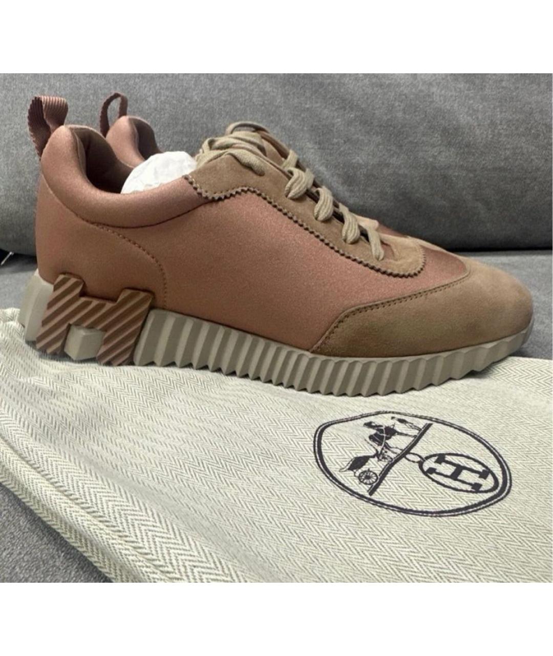 HERMES Розовые замшевые кроссовки, фото 5