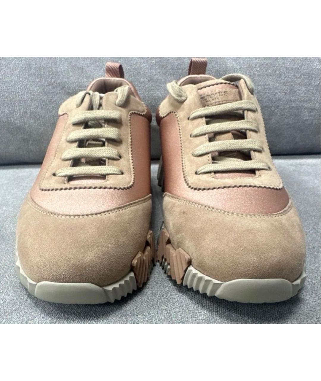 HERMES Розовые замшевые кроссовки, фото 2