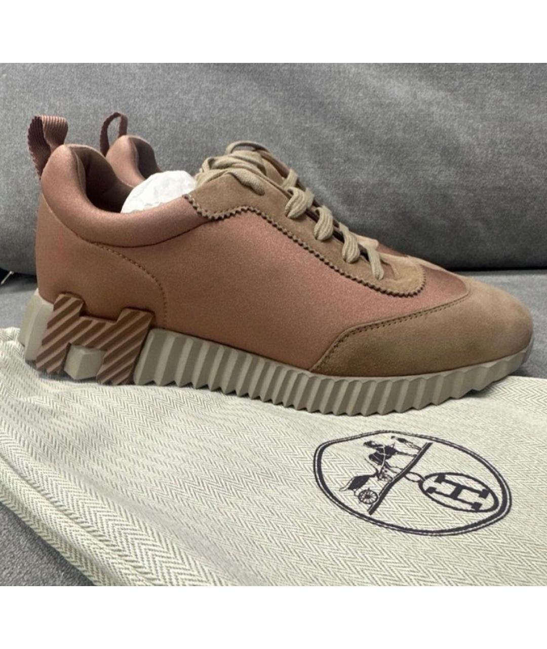 HERMES Розовые замшевые кроссовки, фото 7