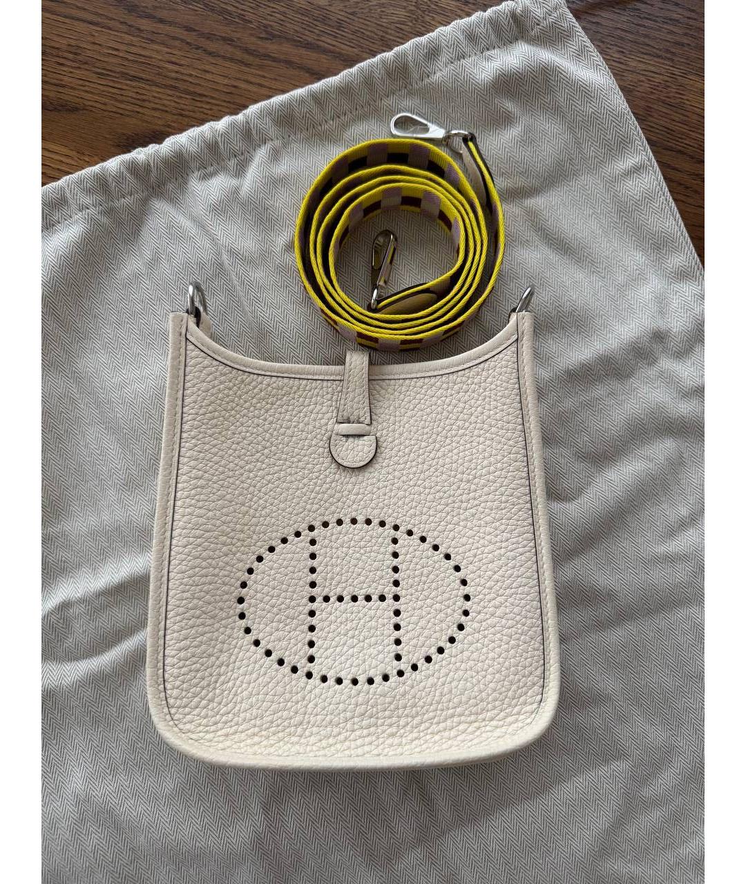 HERMES Белая кожаная сумка через плечо, фото 6