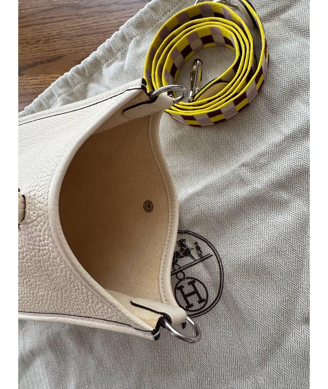 HERMES Белая кожаная сумка через плечо, фото 4