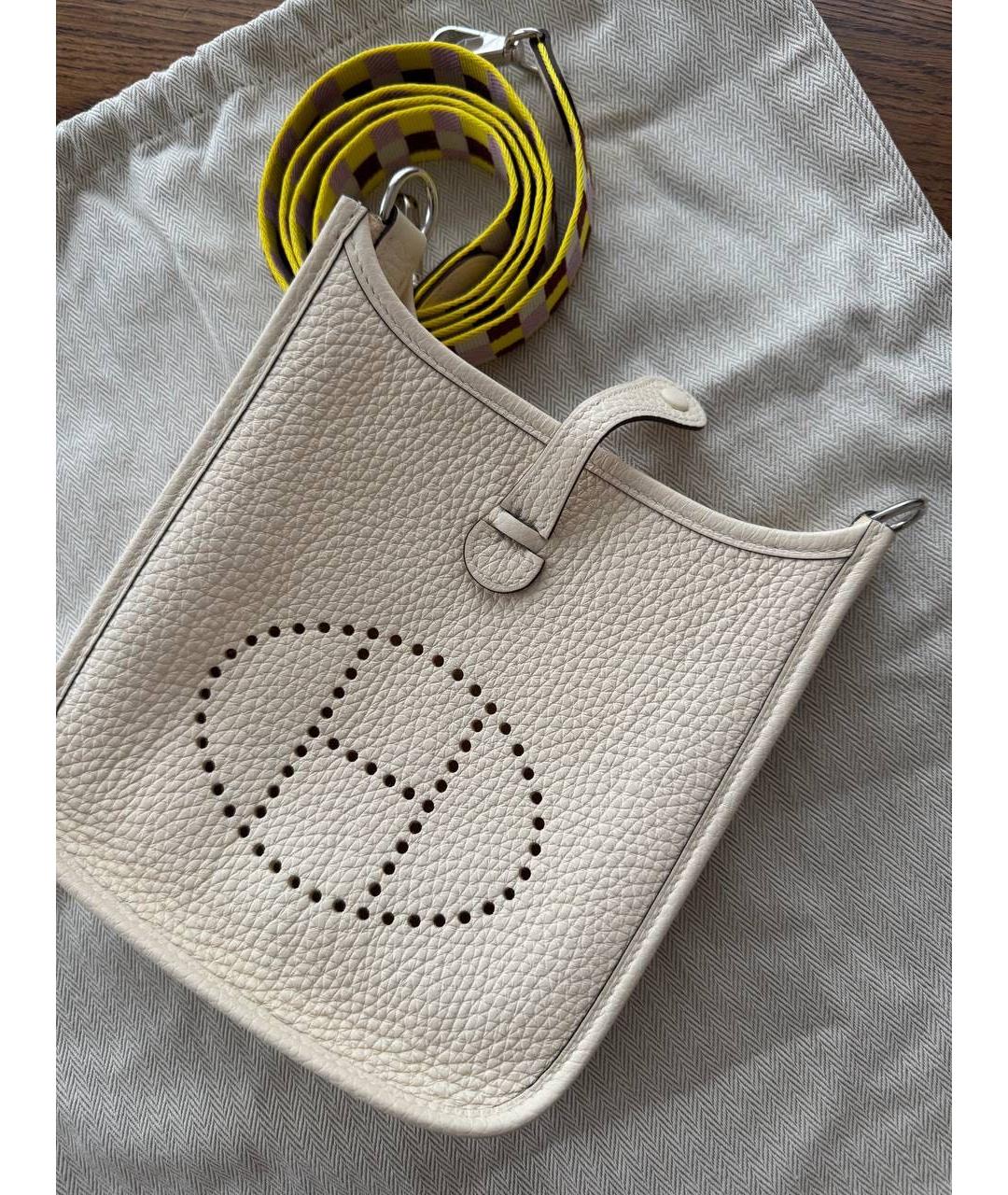 HERMES Белая кожаная сумка через плечо, фото 3