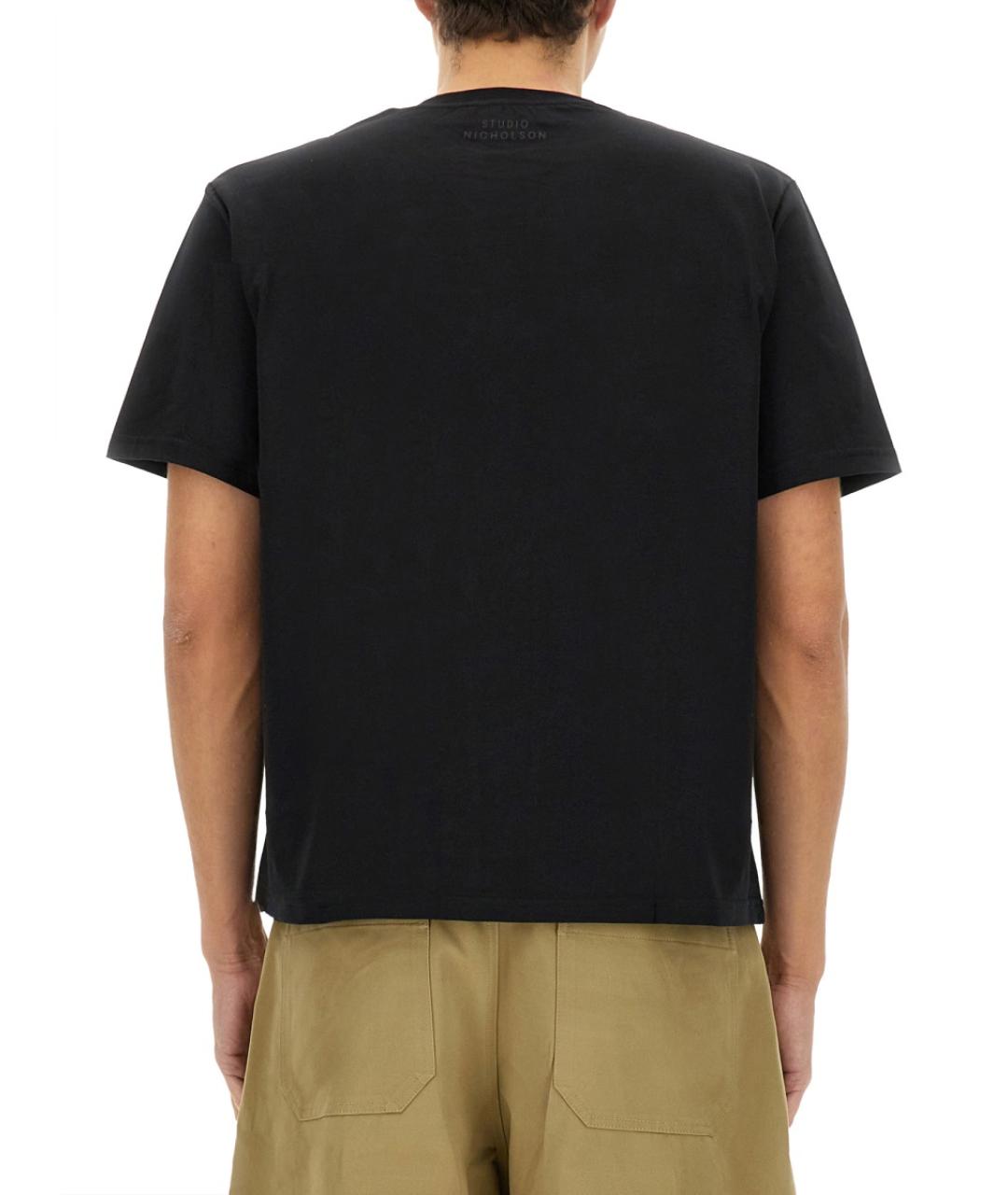 STUDIO NICHOLSON Черная хлопковая футболка, фото 3