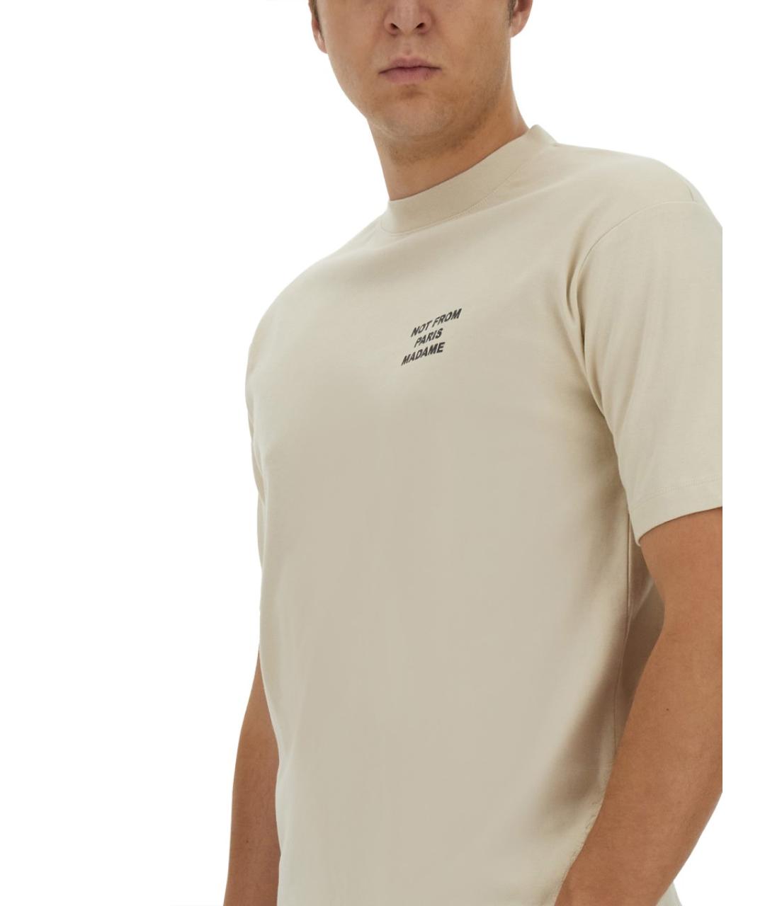 Drole de Monsieur Бежевая хлопковая футболка, фото 4