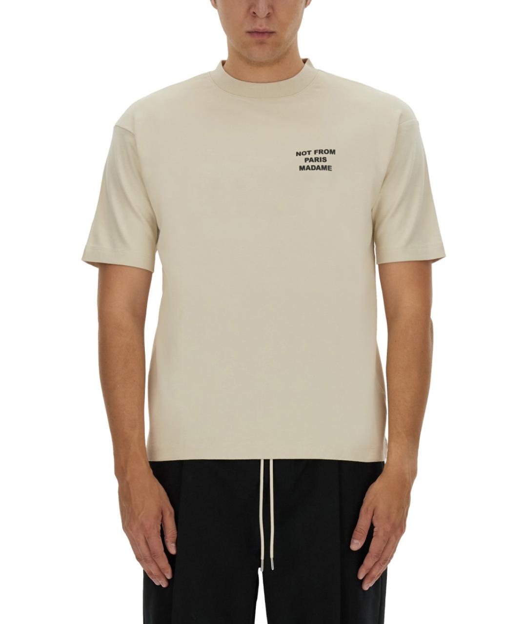 Drole de Monsieur Бежевая хлопковая футболка, фото 5