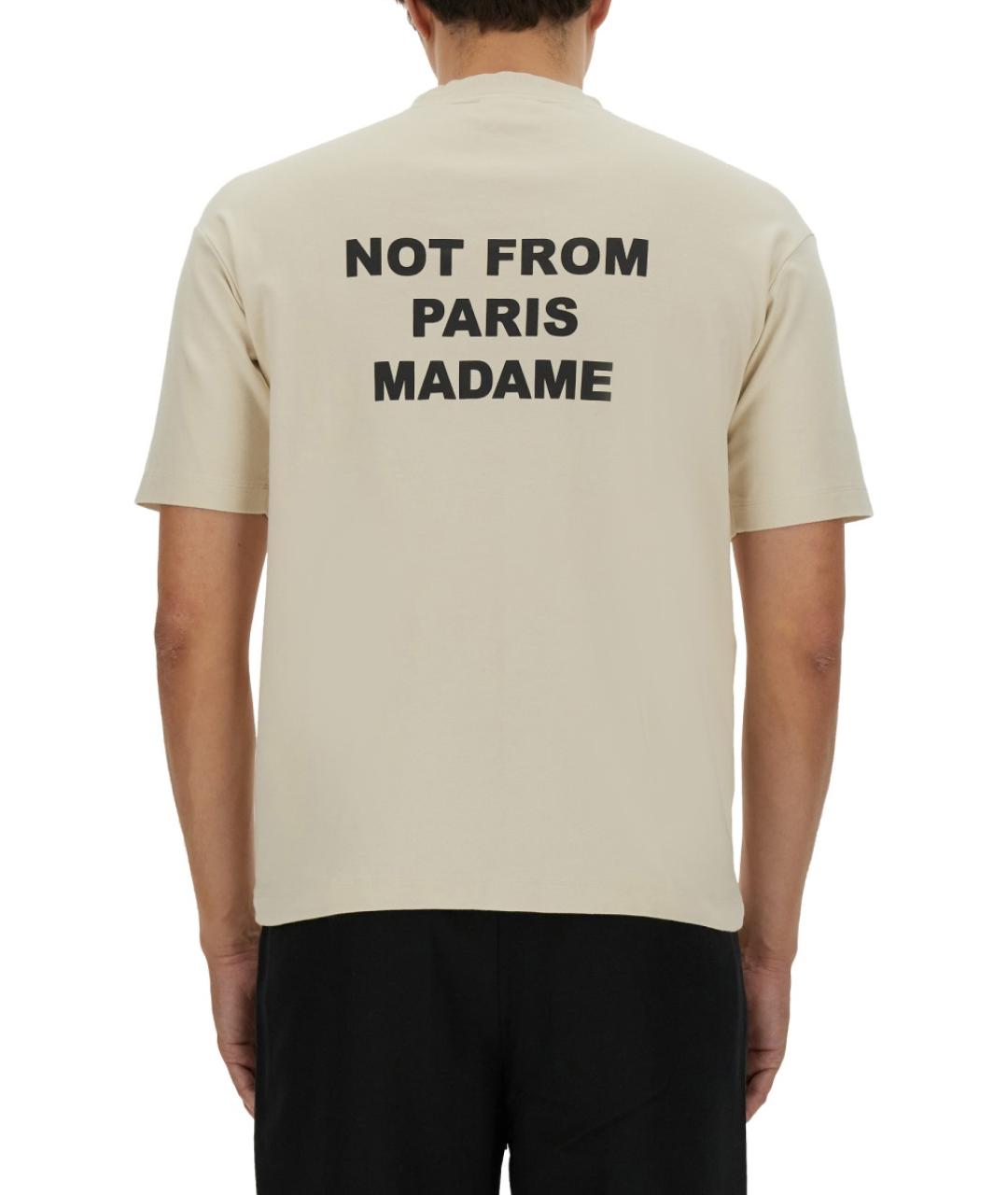 Drole de Monsieur Бежевая хлопковая футболка, фото 3