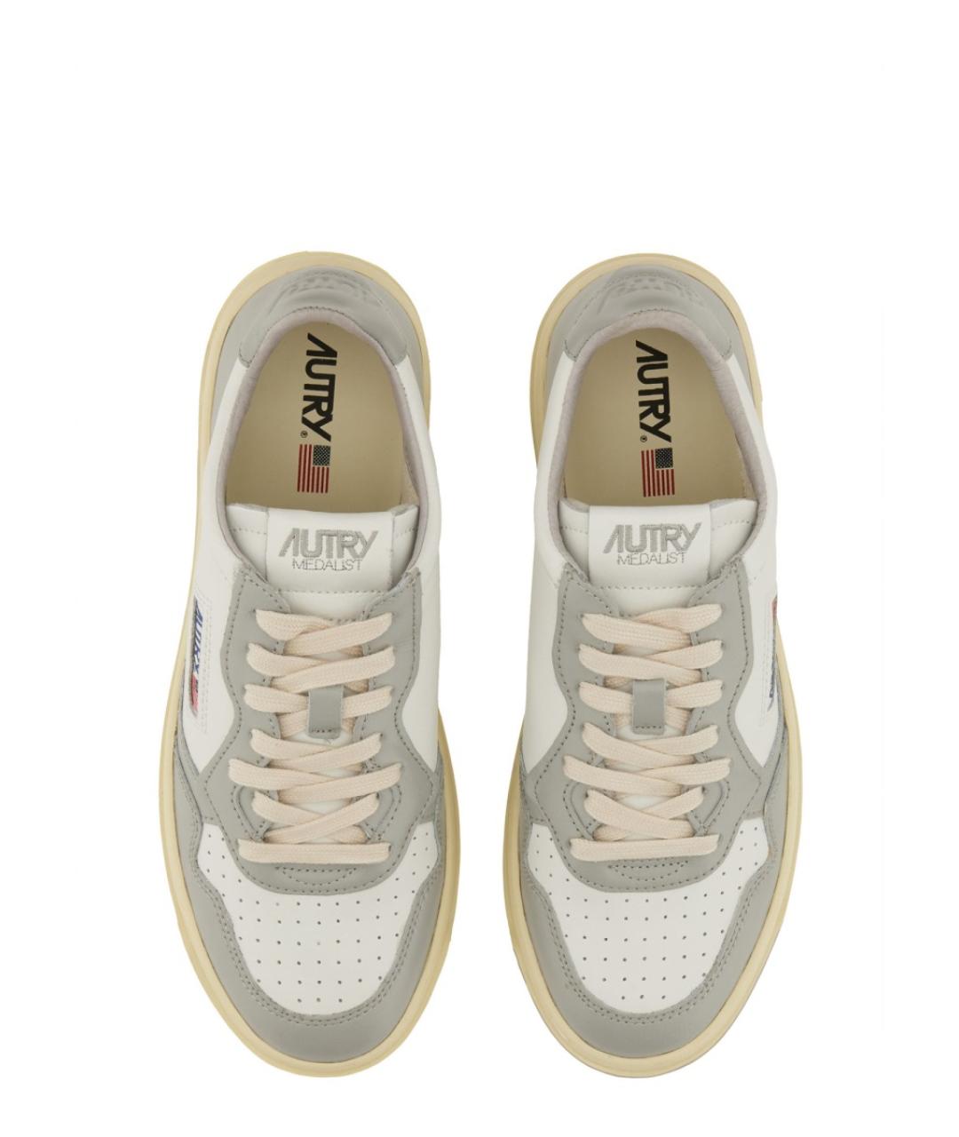 AUTRY Серые кожаные низкие кроссовки / кеды, фото 6