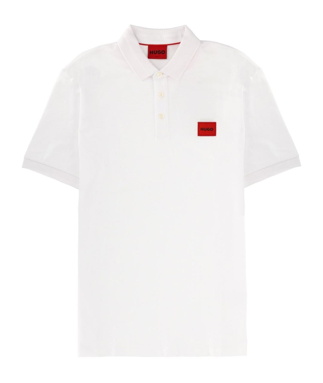 HUGO Белое хлопковое поло с коротким рукавом, фото 1