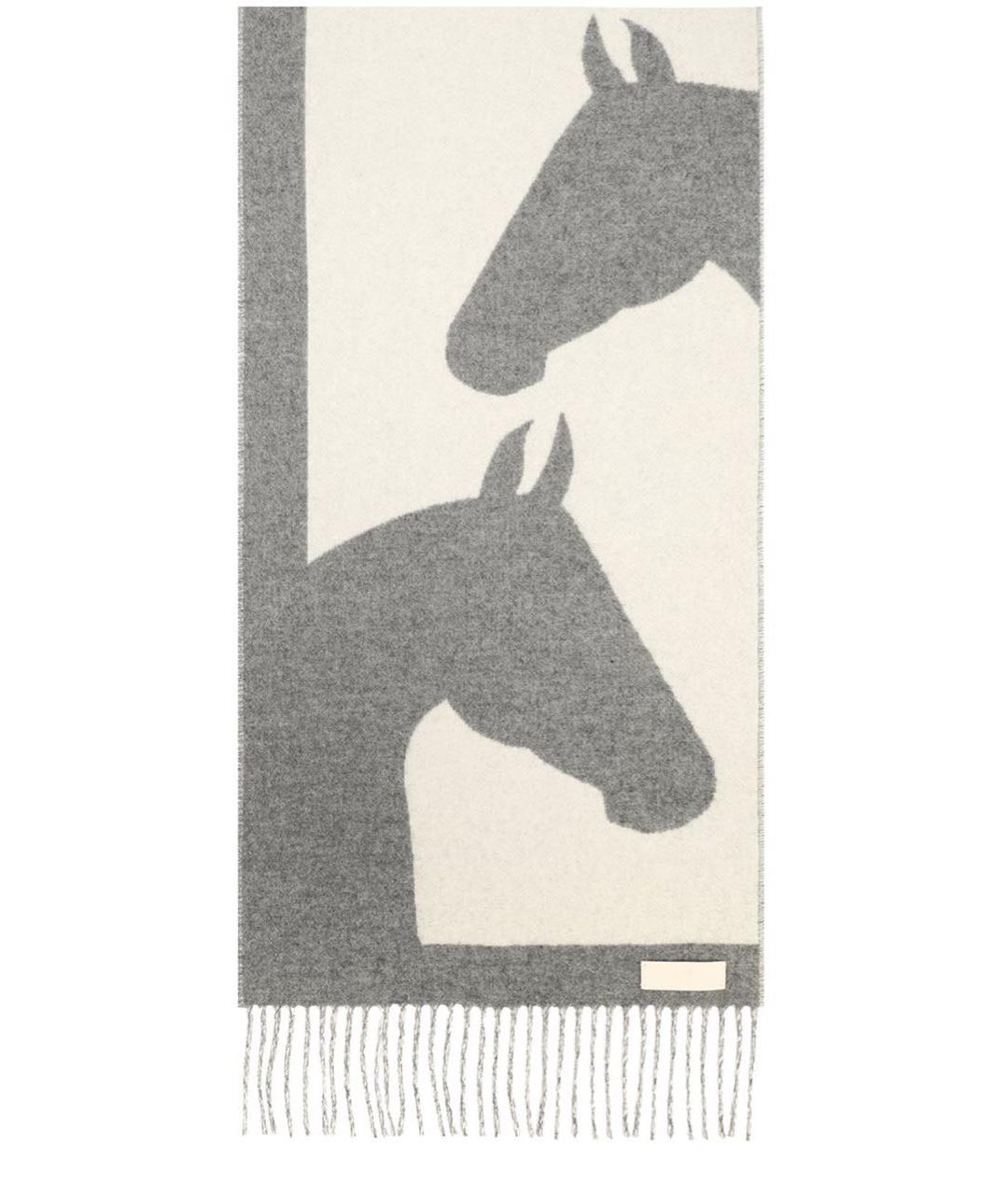 HERMES Серый кашемировый шарф, фото 2