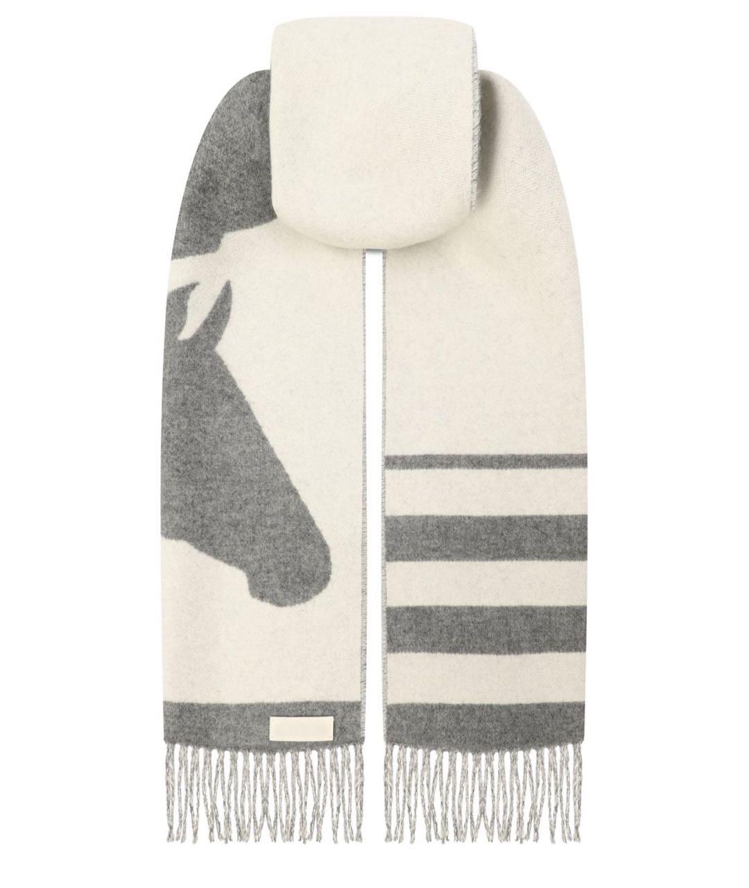 HERMES Серый кашемировый шарф, фото 1