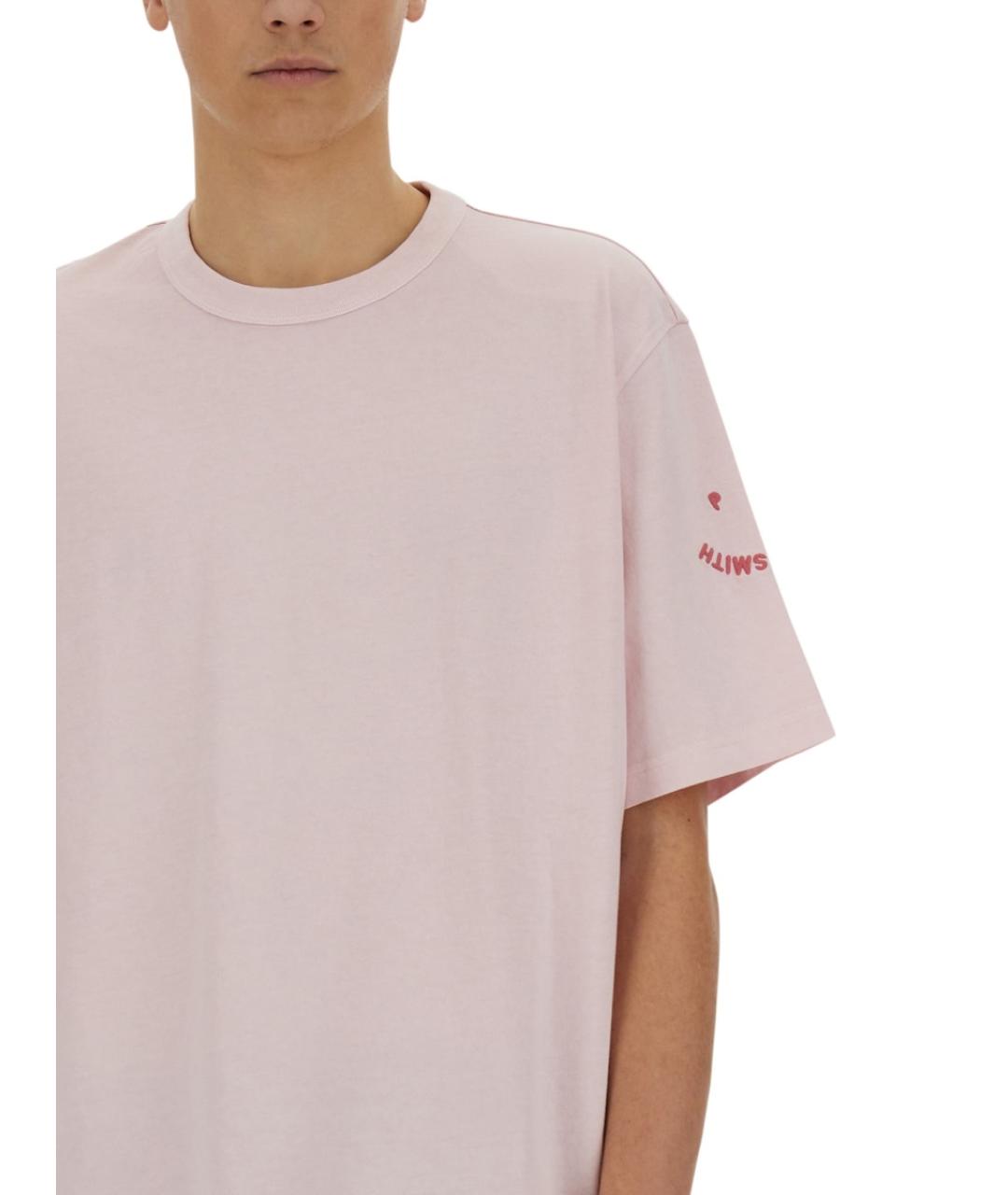 PS BY PAUL SMITH Розовая хлопковая футболка, фото 4