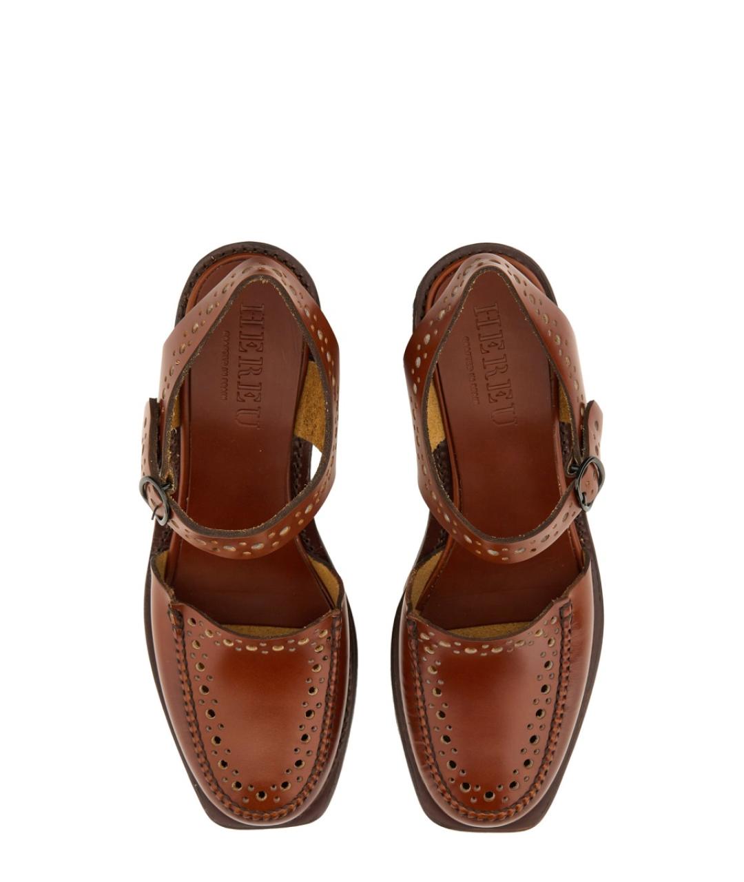 HEREU Коричневые кожаные мокасины, фото 5