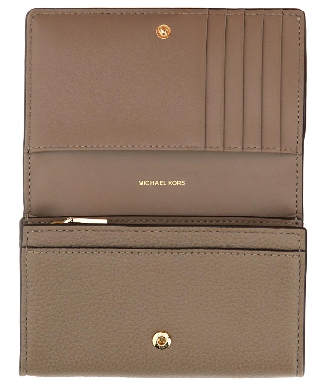 MICHAEL KORS Бежевый кожаный кошелек, фото 3