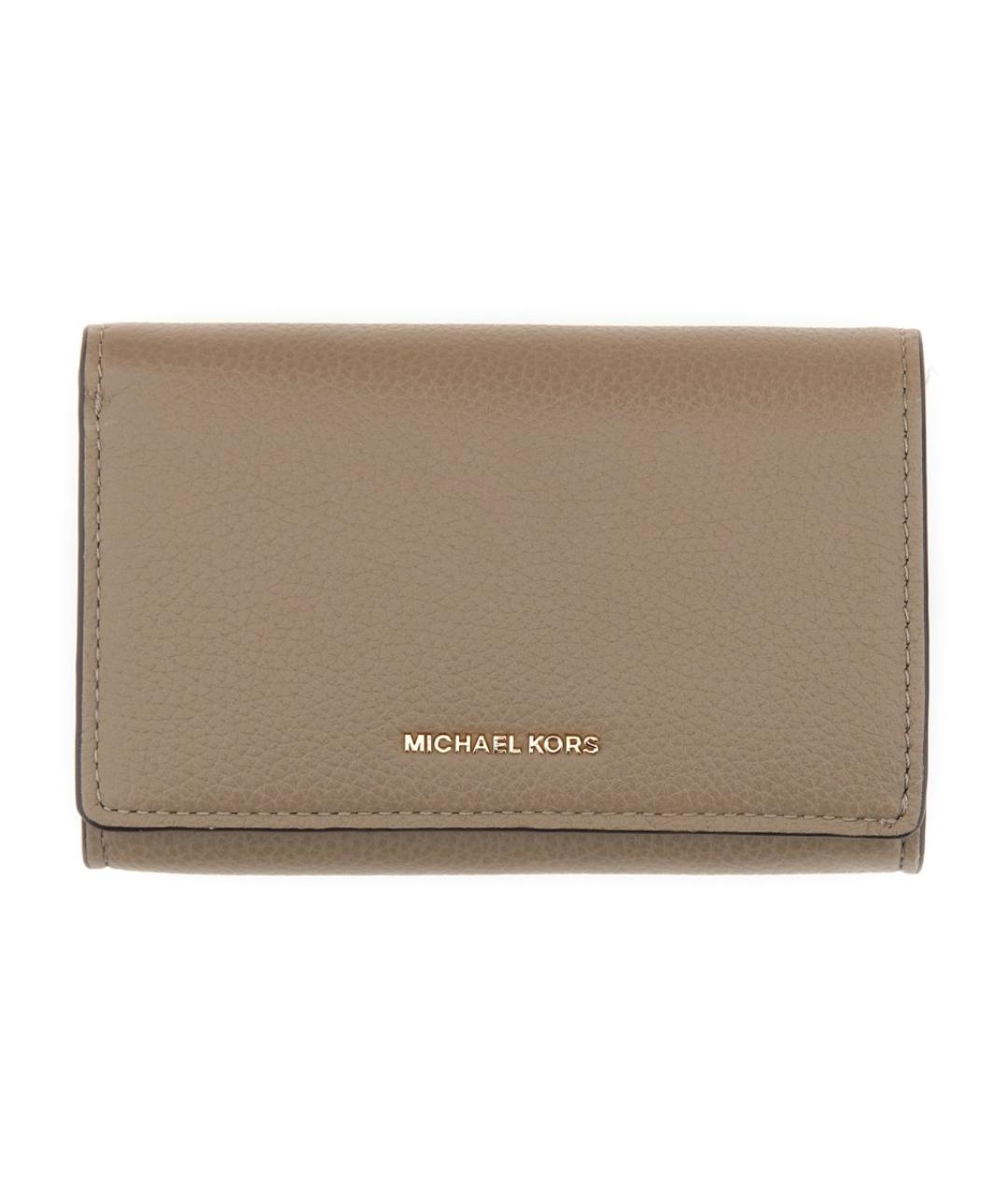 MICHAEL KORS Бежевый кожаный кошелек, фото 1