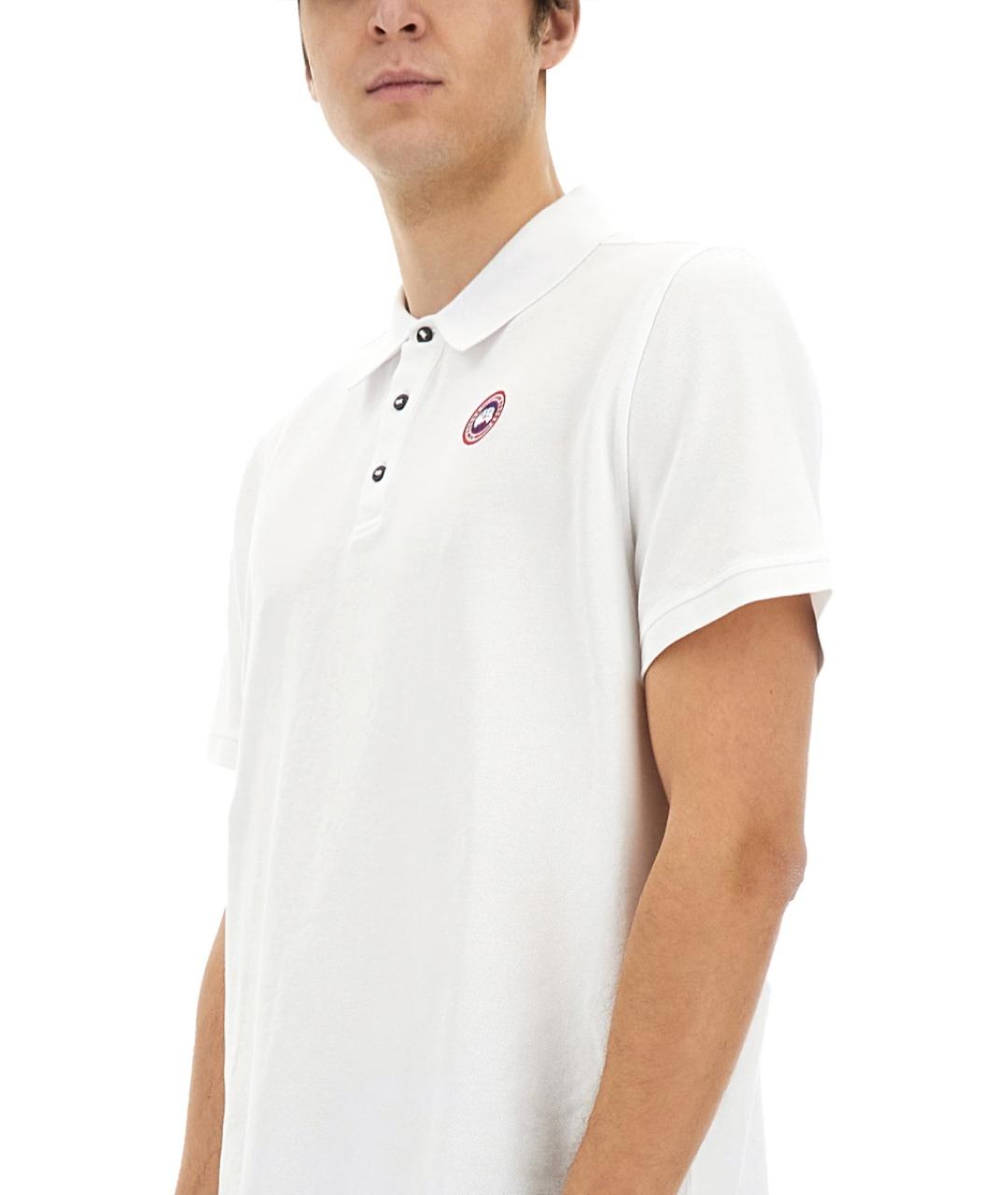 CANADA GOOSE Белое хлопковое поло с коротким рукавом, фото 3