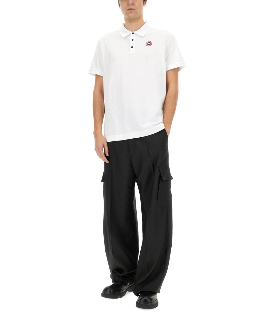 CANADA GOOSE Белое хлопковое поло с коротким рукавом, фото 4