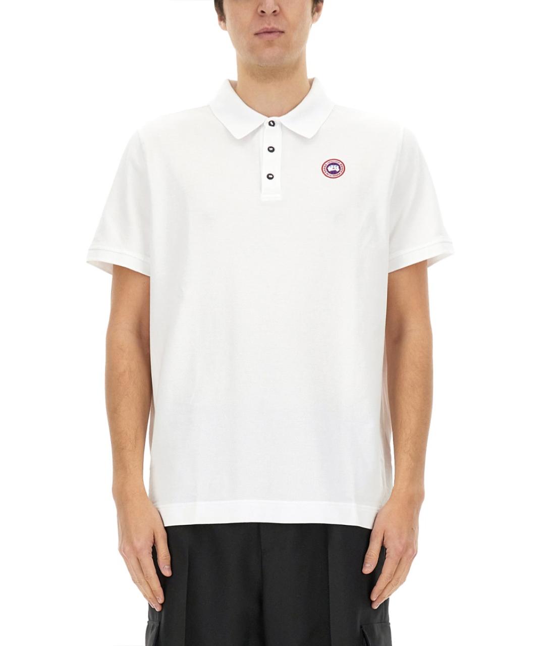 CANADA GOOSE Белое хлопковое поло с коротким рукавом, фото 5