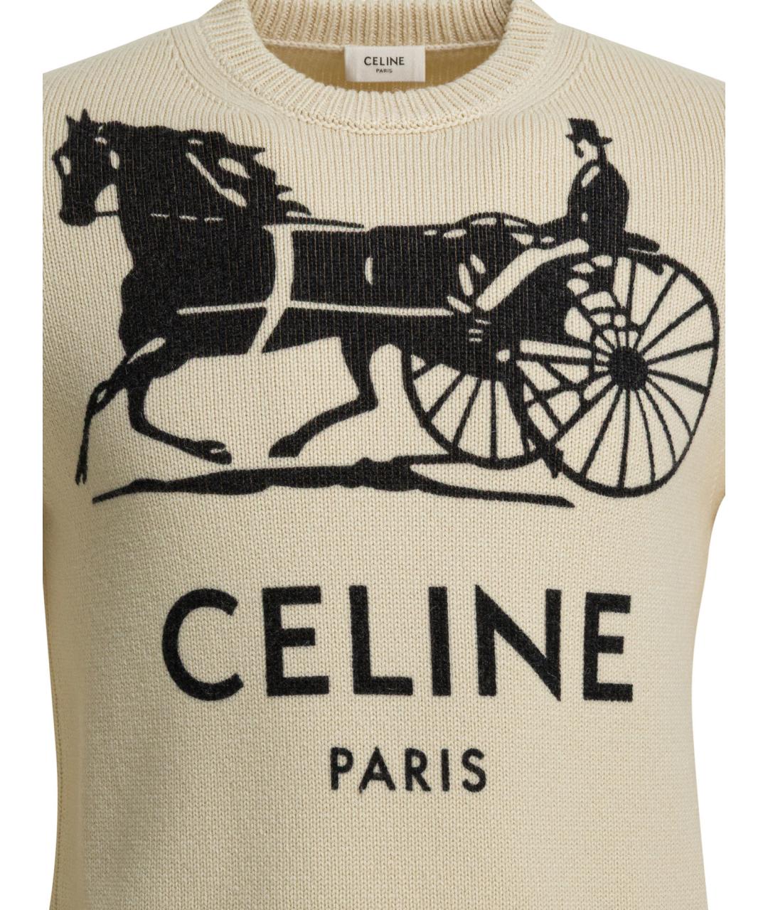 CELINE Белый кашемировый джемпер / свитер, фото 3