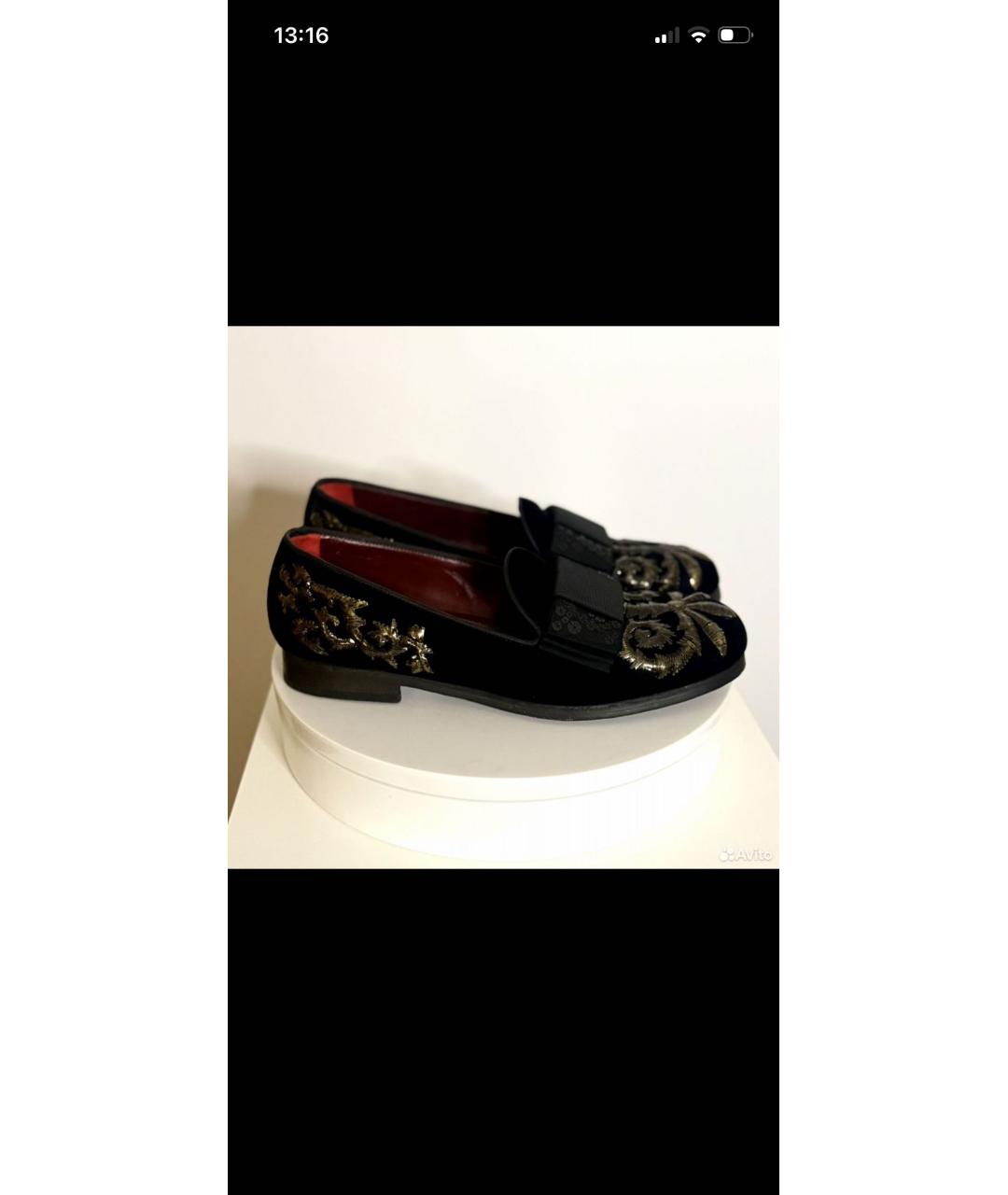 DOLCE&GABBANA Черные бархатные мокасины, фото 5