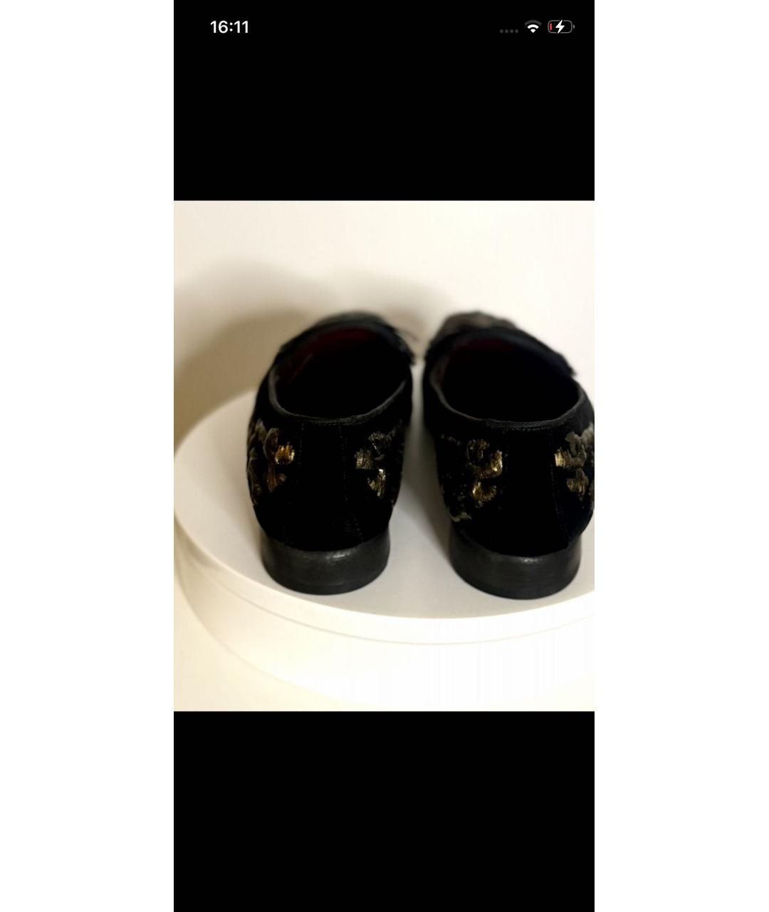 DOLCE&GABBANA Черные бархатные мокасины, фото 4