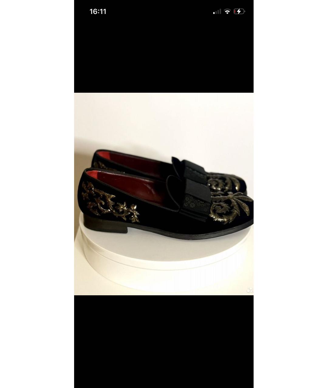 DOLCE&GABBANA Черные бархатные мокасины, фото 3