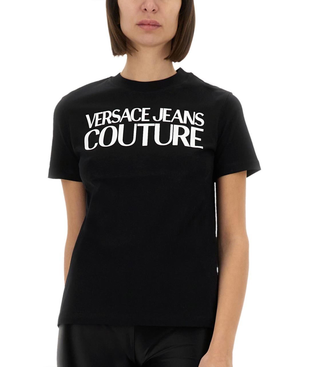 VERSACE JEANS COUTURE Черная хлопковая футболка, фото 5