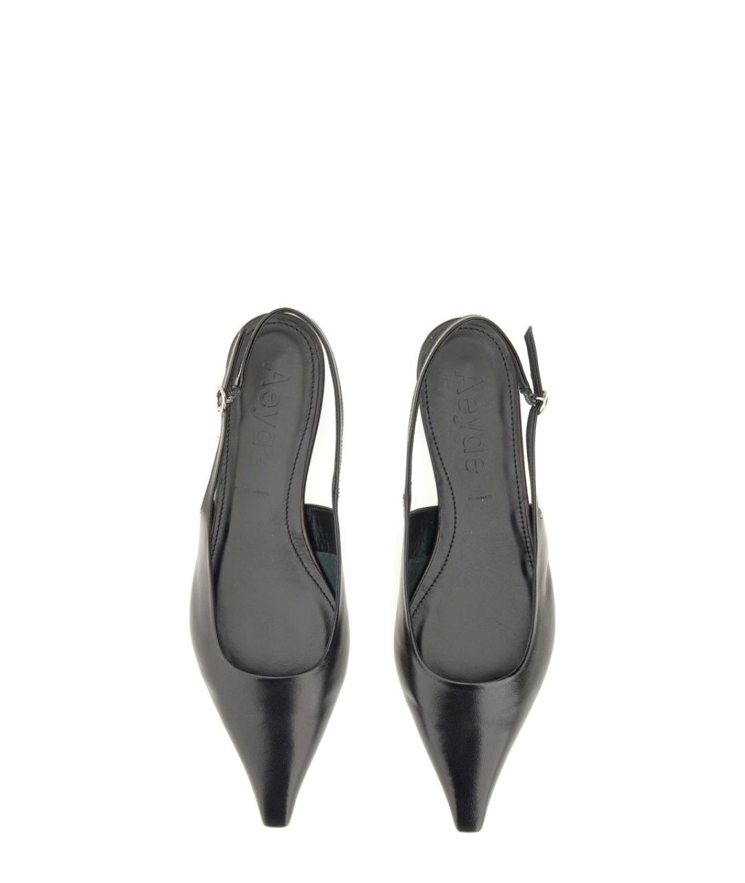 AEYDE Черные кожаные лодочки на низком каблуке, фото 5