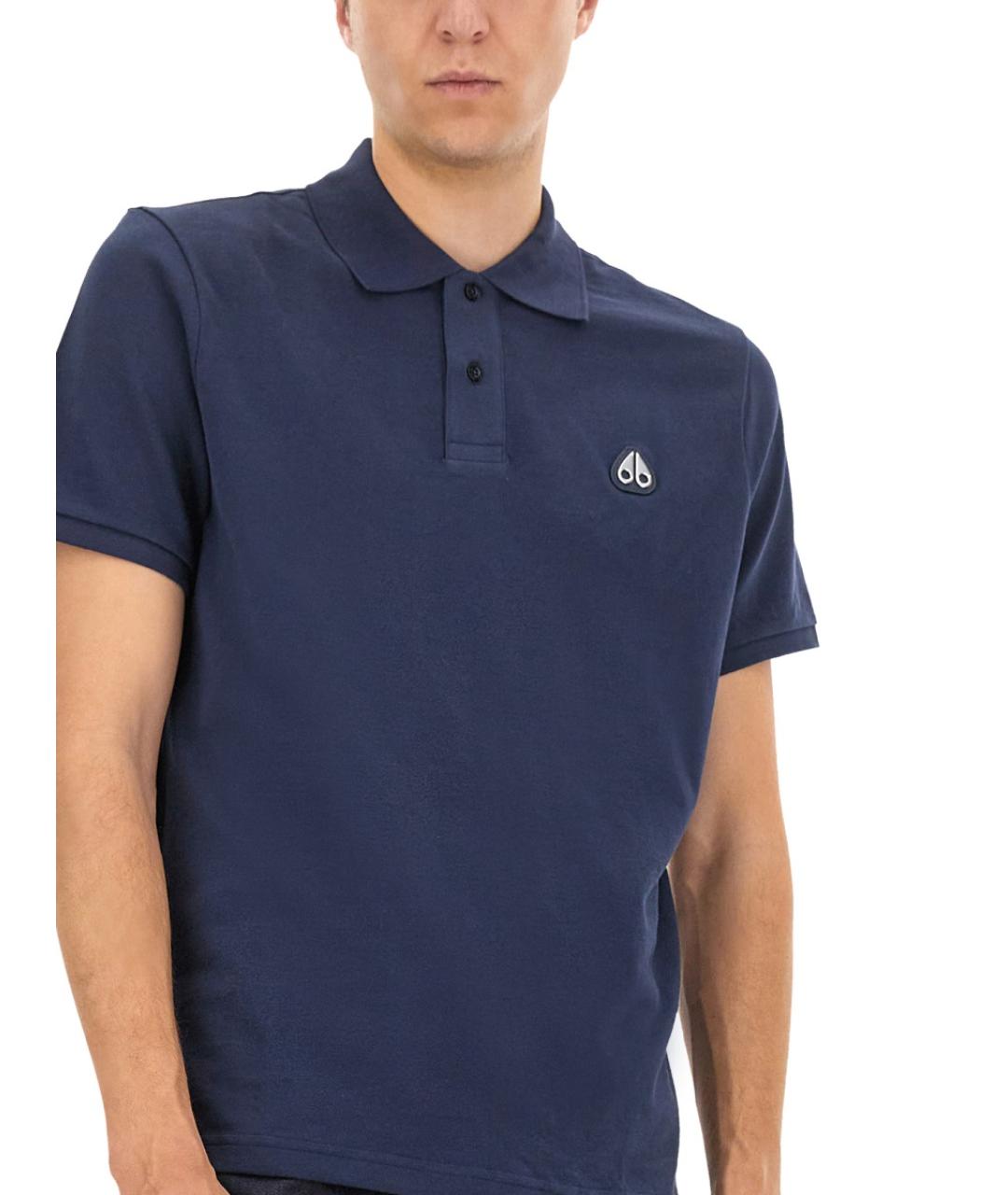 MOOSE KNUCKLES Синее хлопковое поло с коротким рукавом, фото 4