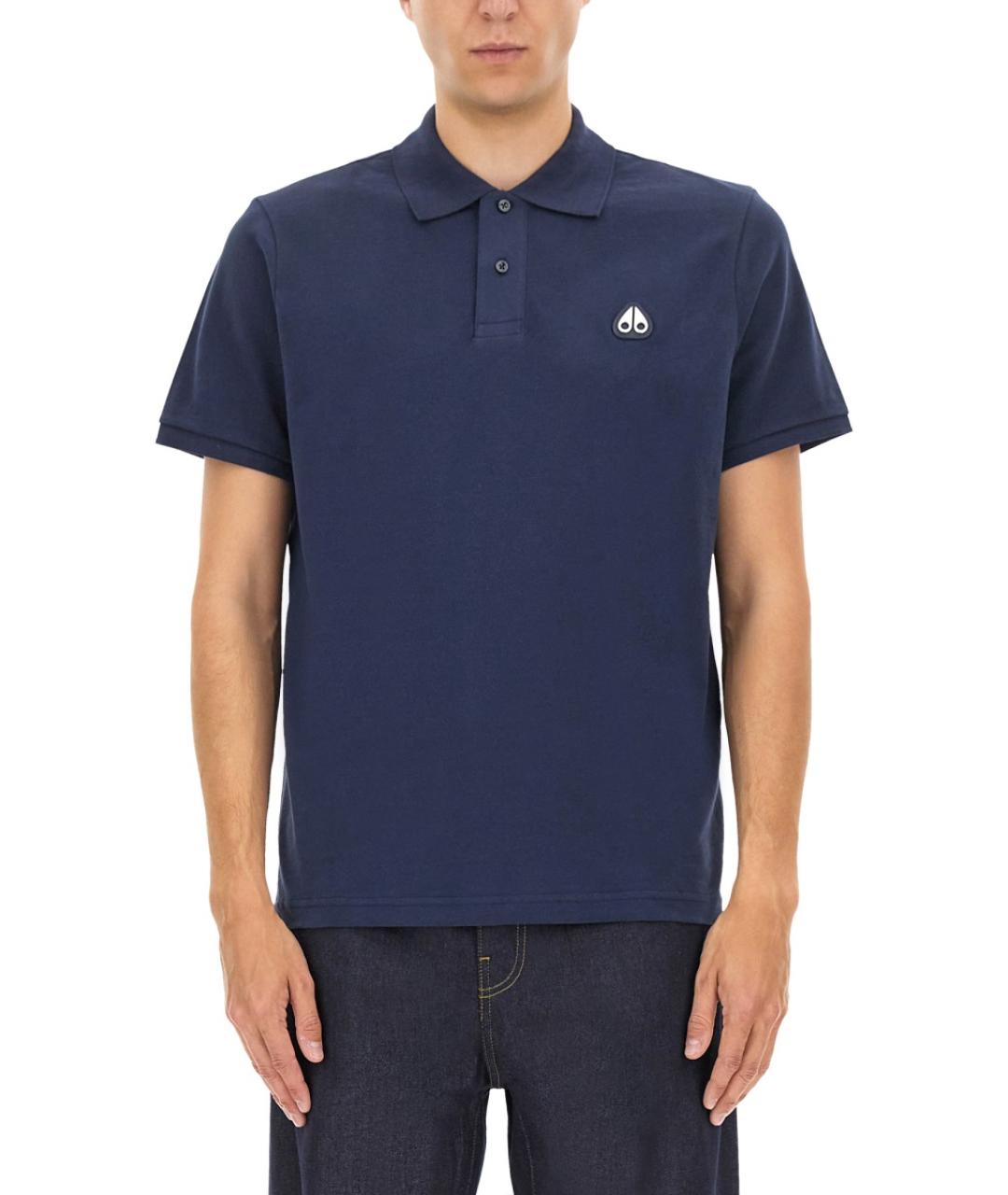 MOOSE KNUCKLES Синее хлопковое поло с коротким рукавом, фото 5