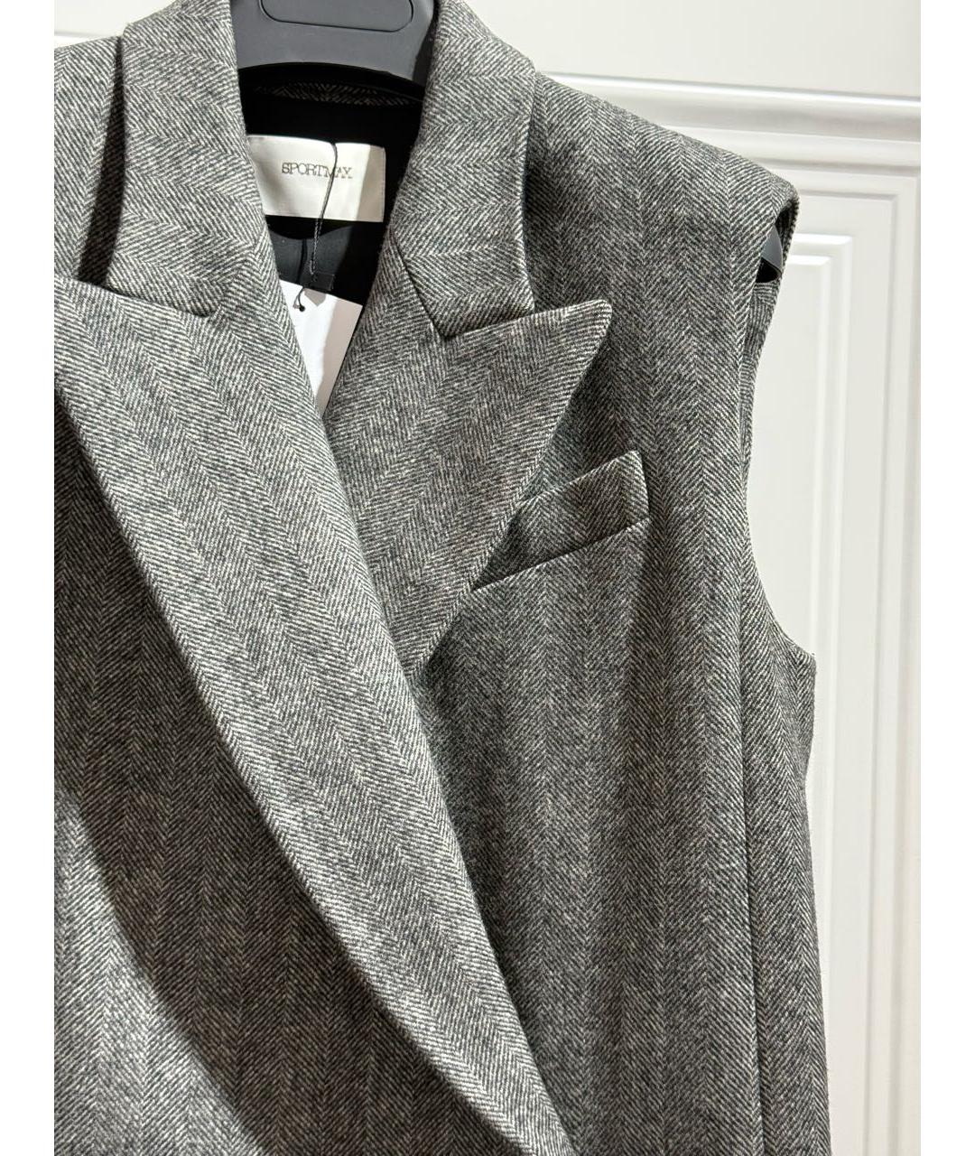 SPORTMAX Серый шерстяной жилет, фото 3