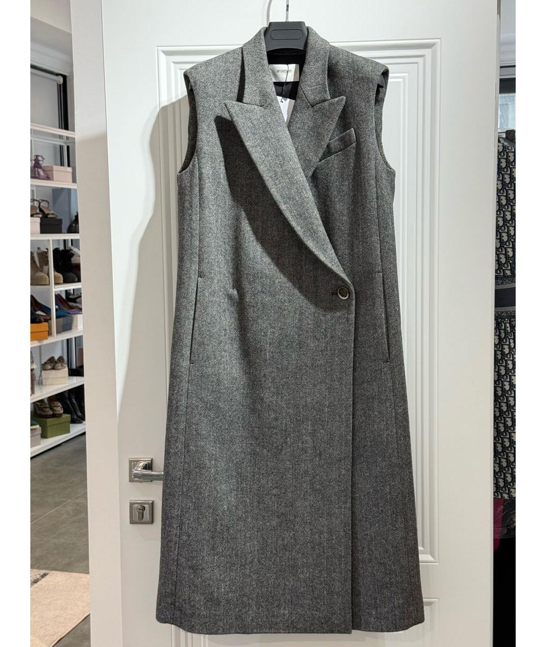 SPORTMAX Серый шерстяной жилет, фото 9