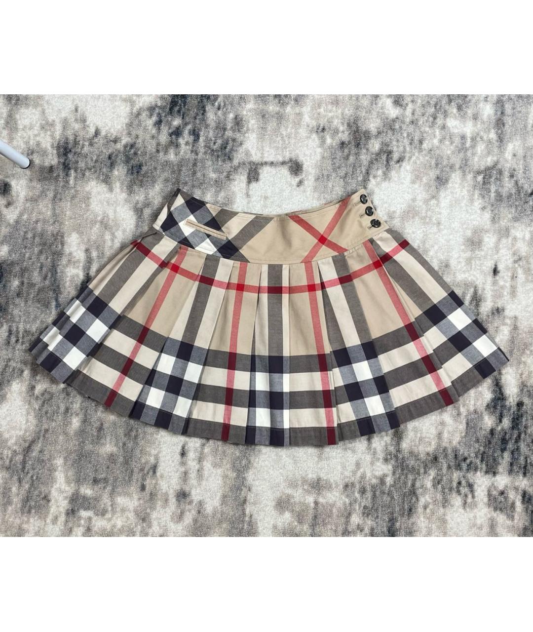 BURBERRY Бежевая хлопковая юбка мини, фото 4