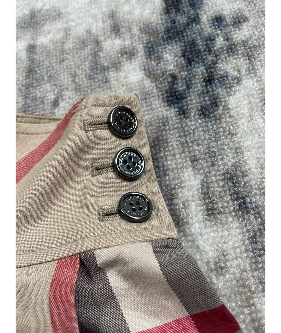 BURBERRY Бежевая хлопковая юбка мини, фото 3