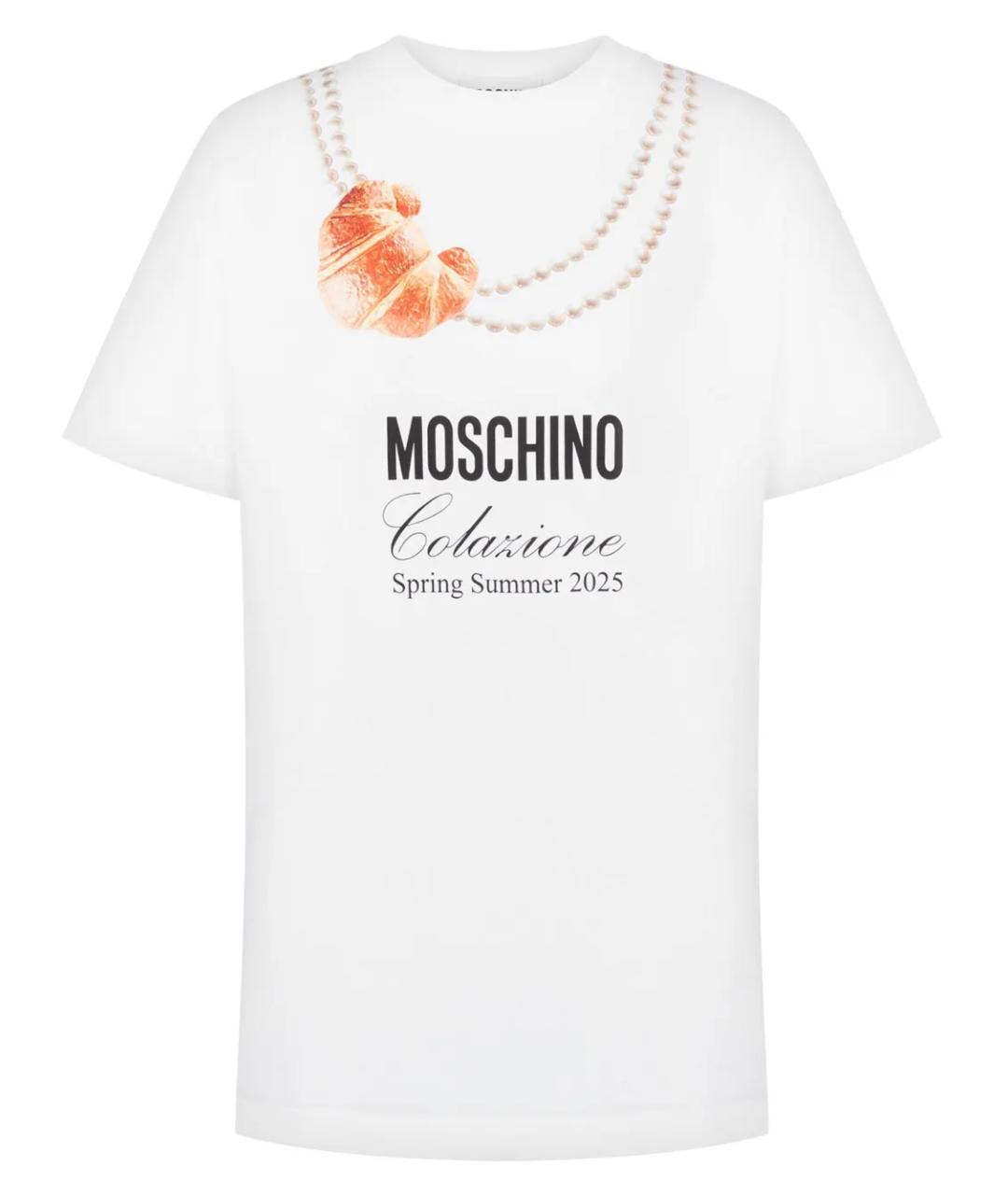 MOSCHINO Белая хлопковая футболка, фото 1